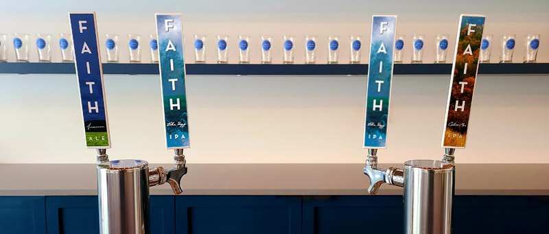 Faith American Ale IPA and Blue Hazy IPA on tap